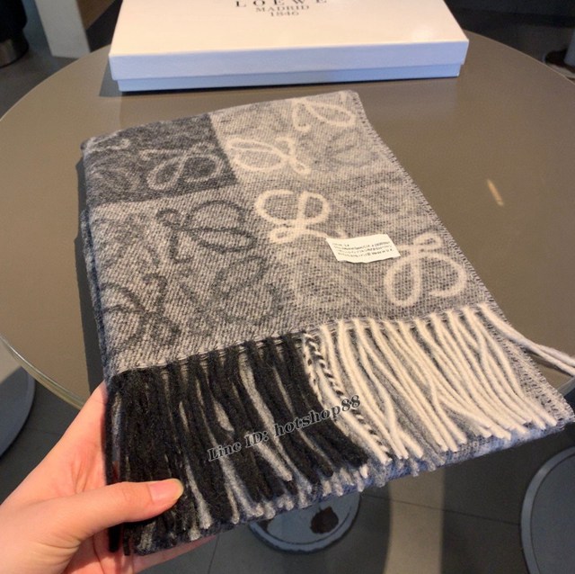 loewe中性款羅意威100%羊絨留須長巾男女款圍巾披肩 mmyj2629